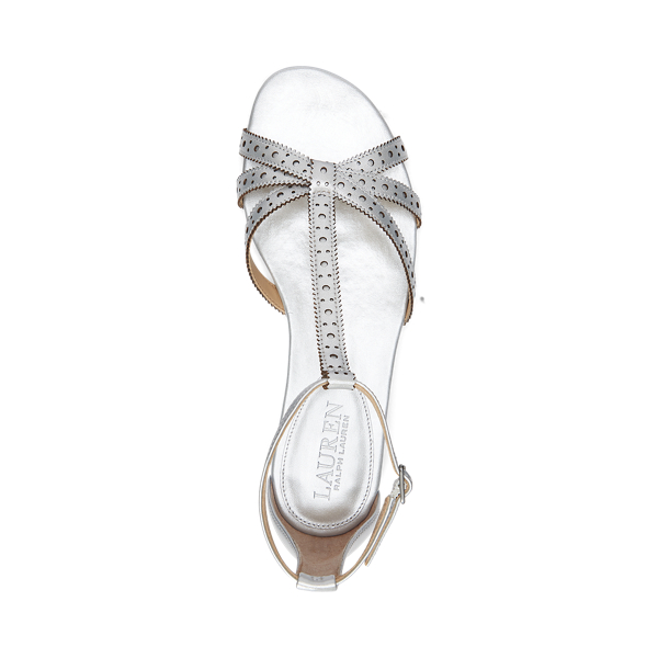 Sandales Evette en cuir m&eacute;tallis&eacute; Lauren en Bright Silver 4