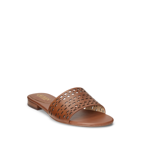 【LAUREN RALPH LAUREN】ANDEE PERFORATEレザースライドサンダル Andee Perforated Leather Slide Sandal for Women | Ralph