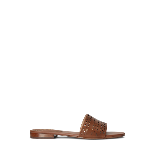 【LAUREN RALPH LAUREN】ANDEE PERFORATEレザースライドサンダル Amazon.com | Lauren Ralph Lauren Women's Andee Eyelet
