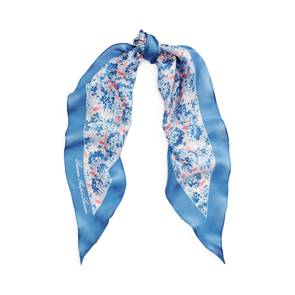 Foulard losange Lena fleuri serg&eacute; soie Lauren en 1