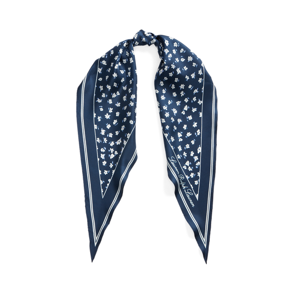 Foulard Zoe romboidale in seta a fiori Lauren in 1