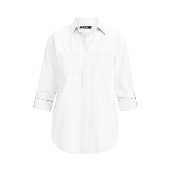 Relaxed Fit Cotton Roll-Tab-Sleeve Shirt Lauren 1