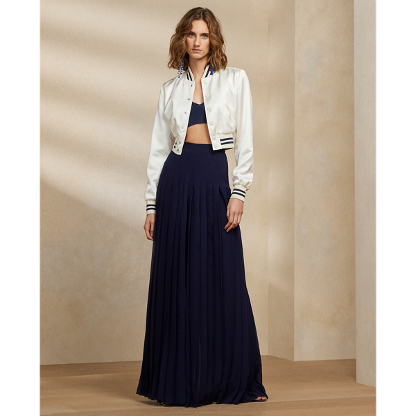 Lux Navy Rib-Knit Silk Bralette Ralph Lauren Collection 4