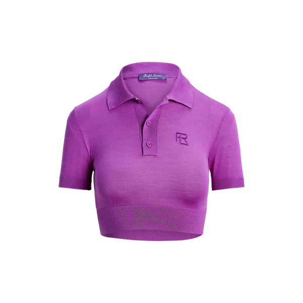 Cropped Silk Jersey Polo Jumper Ralph Lauren Collection 1