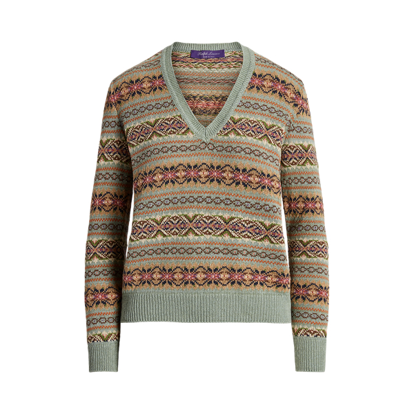 Fair Isle V Neck Sweater Ralph Lauren