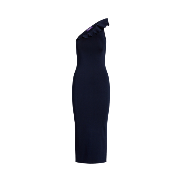 One-Shoulder Silk-Blend Cocktail Dress Ralph Lauren Collection 1