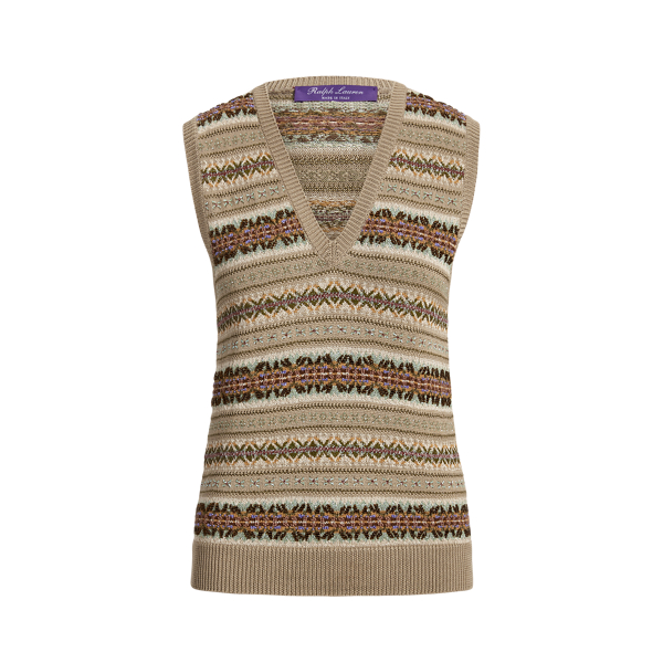 Pull d&eacute;bardeur Fair Isle d&eacute;cor&eacute; Ralph Lauren Collection en 1