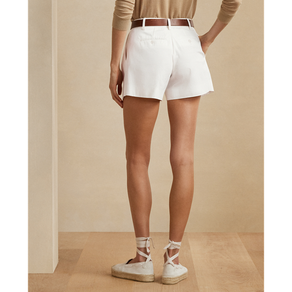 White Brennon Washed Cotton Pleated Short Ralph Lauren Collection 5