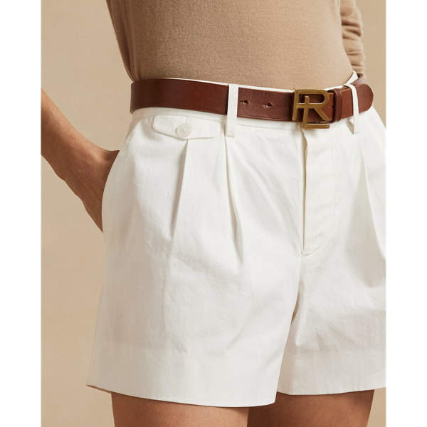 White Brennon Washed Cotton Pleated Short Ralph Lauren Collection 6