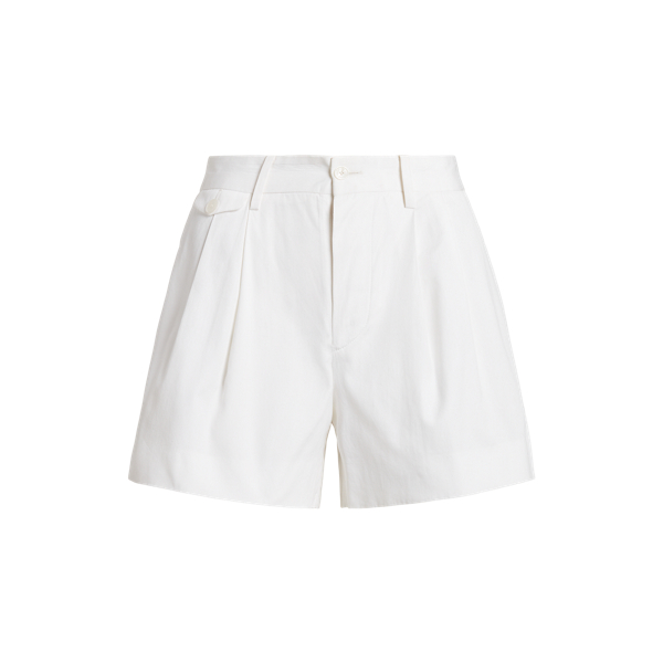 White Brennon Washed Cotton Pleated Short Ralph Lauren Collection 2
