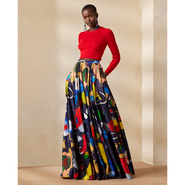 Maguire Print Cotton Satin Skirt for Women Ralph Lauren SA