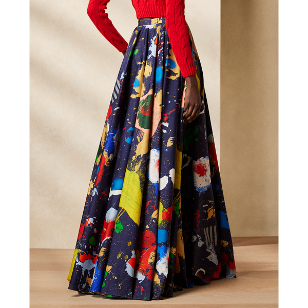 Maguire Print Cotton Satin Skirt for Women Ralph Lauren BH
