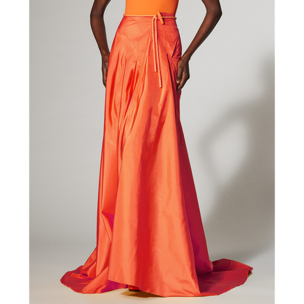 Poppy Orange Paityn Silk Taffeta Skirt Ralph Lauren Collection 4