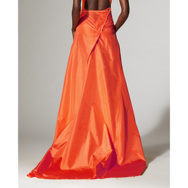 Poppy Orange Paityn Silk Taffeta Skirt Ralph Lauren Collection 5