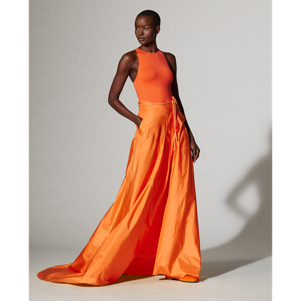 Poppy Orange Claeton Scuba Bodysuit Ralph Lauren Collection 4