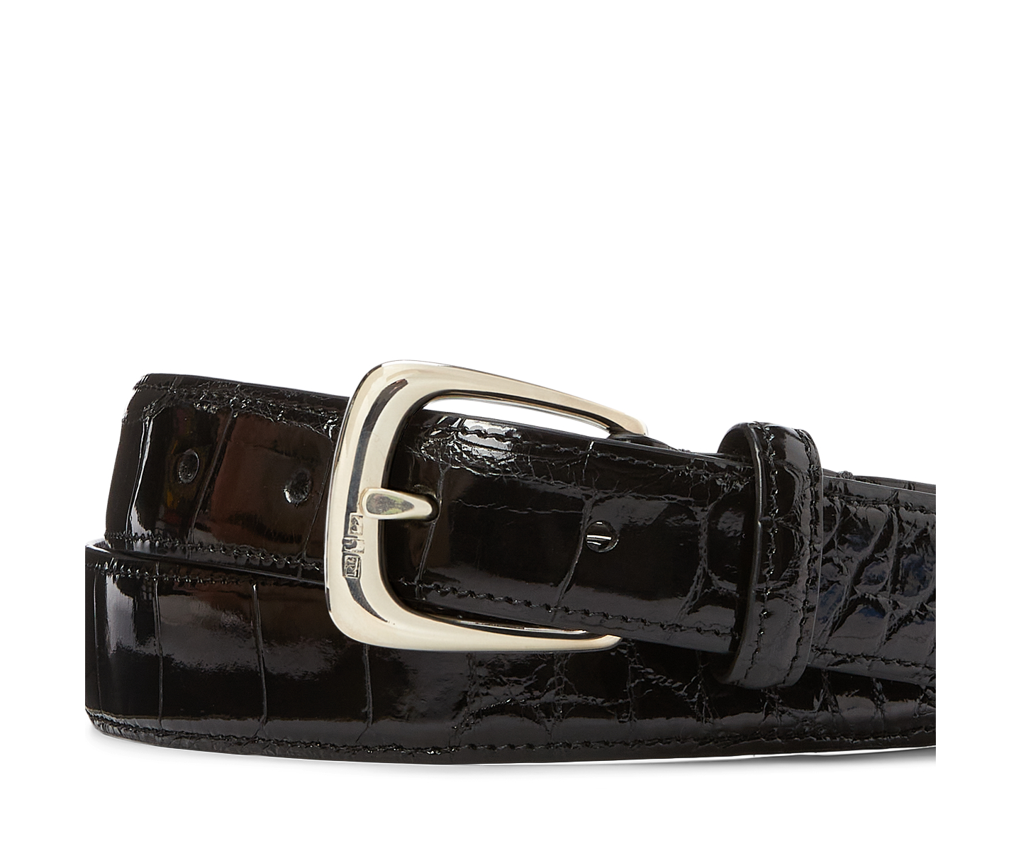 Мужской ремень Ralph Lauren Silver-Buckle Alligator, цвет: Чёрный — фото 1