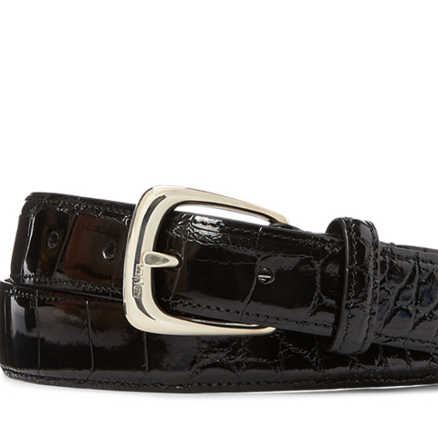Мужской ремень Ralph Lauren Silver-Buckle Alligator, цвет: Чёрный