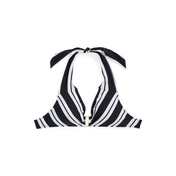 Striped Ring-Front Halter Bikini Top Lauren 1