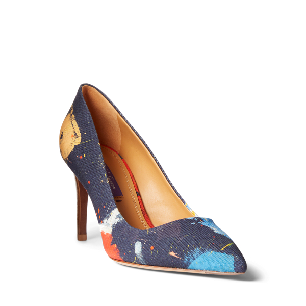 Lux Navy Multi Armissa Print Canvas Pump Ralph Lauren Collection 2