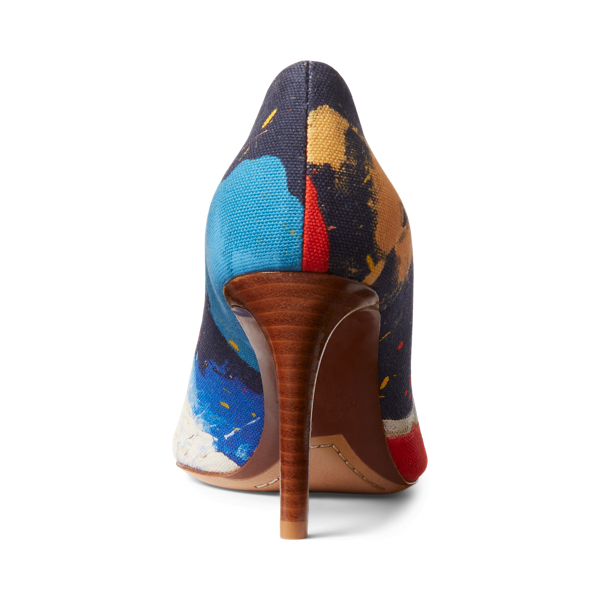 Lux Navy Multi Armissa Print Canvas Pump Ralph Lauren Collection 3