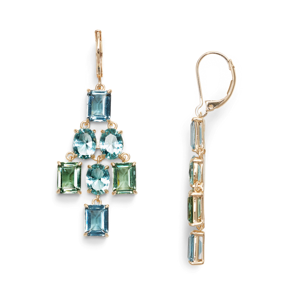Gold Muti Gold-Tone Stone Chandelier Earrings Lauren 2
