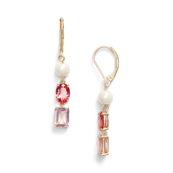 Ohrh&auml;nger mit Kunstperlen und Steinen Lauren in Gold multi 2