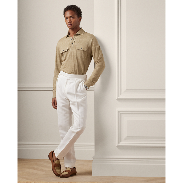 Icon Khaki Custom Slim Fit Linen Jersey Polo Shirt Purple Label 4