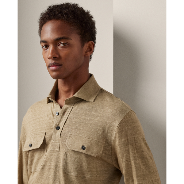 Icon Khaki Custom Slim Fit Linen Jersey Polo Shirt Purple Label 6