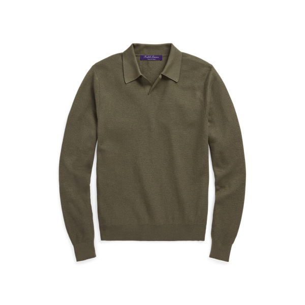 Pull col polo en soie et cachemire Purple Label en 1