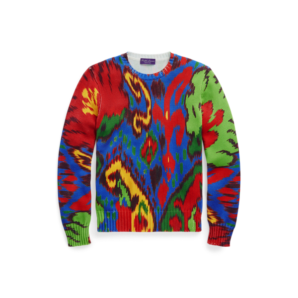 Ikat-Print Cotton Jumper Purple Label 1