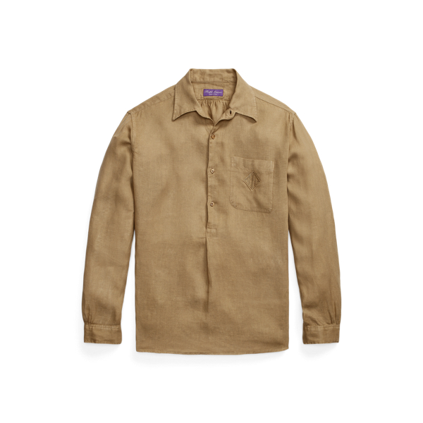 Linen Monogram Popover Shirt Purple Label 1