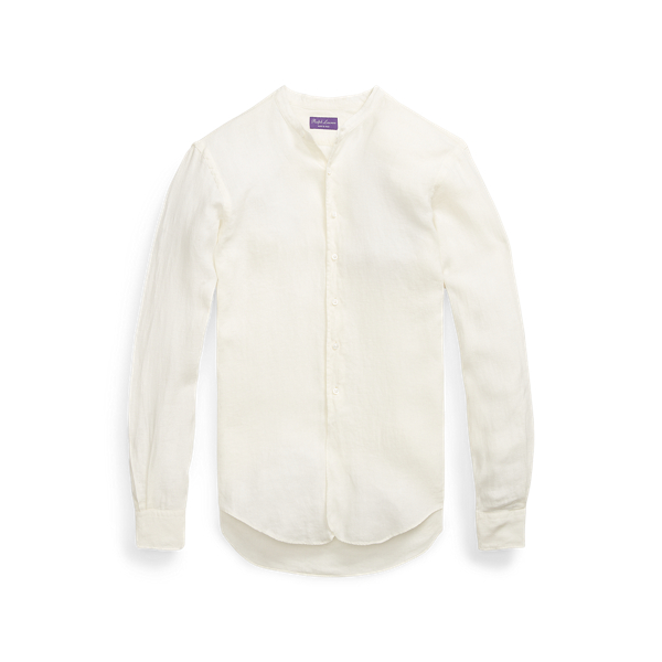 Getextureerd linnen overhemd Purple Label in Bone 2
