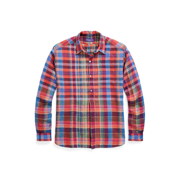 Purple Label 플래드 리넨 팝오버 셔츠 1