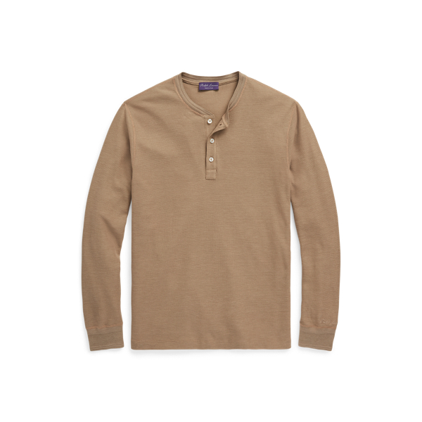 Strukturiertes Henley-Hemd mit Seide Purple Label in 1