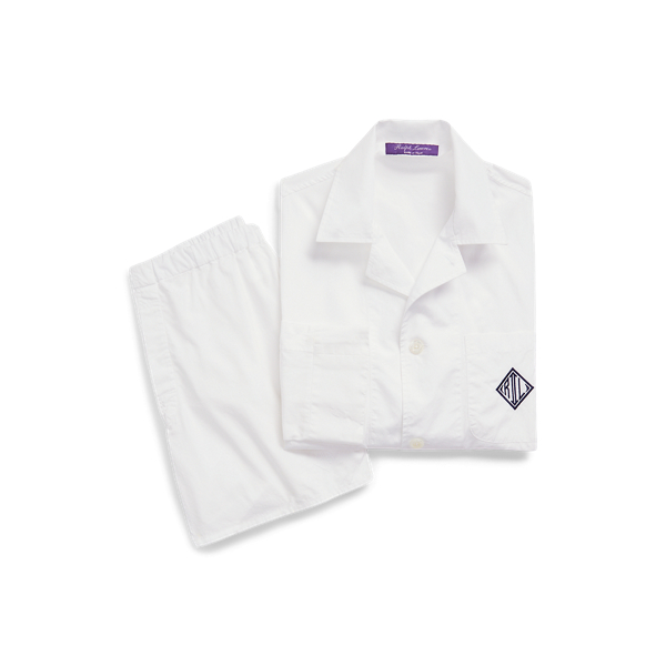 White Monogram Cotton Pyjama Set Purple Label 8