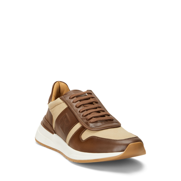 RL Gold/Creta Ethan Calfskin-Canvas Trainer Purple Label 2