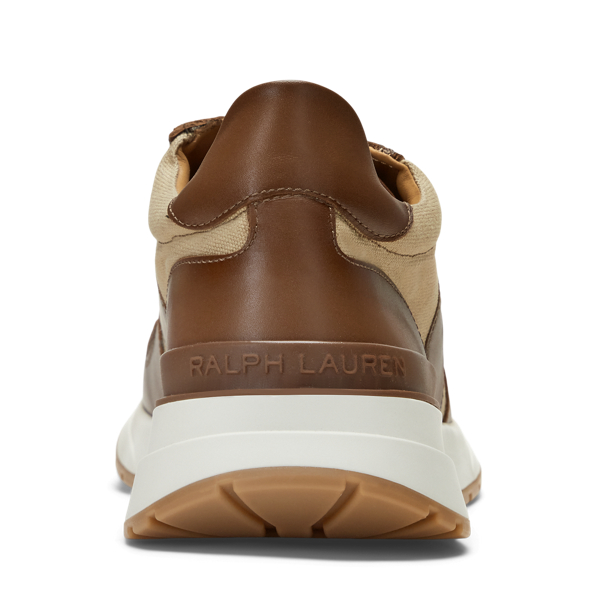 RL Gold/Creta Ethan Calfskin-Canvas Trainer Purple Label 3