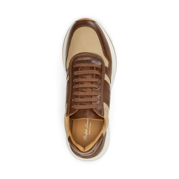 RL Gold/Creta Ethan Calfskin-Canvas Trainer Purple Label 4