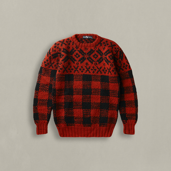 Vintage Polo Ralph Lauren Sweater Mens size Large Red outlet Tartan Plaid Knit Pullover