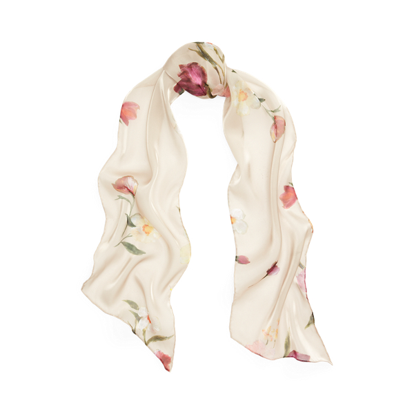 Geplooide organza sjaal met print