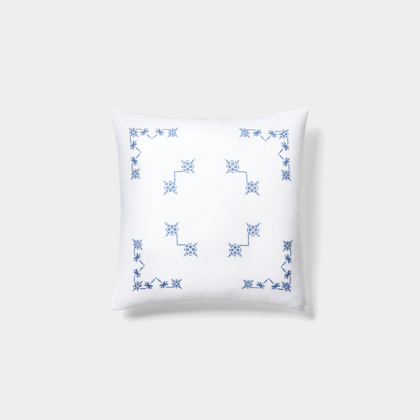 Blue Anya Embroidery Throw Pillow Lauren Home 1