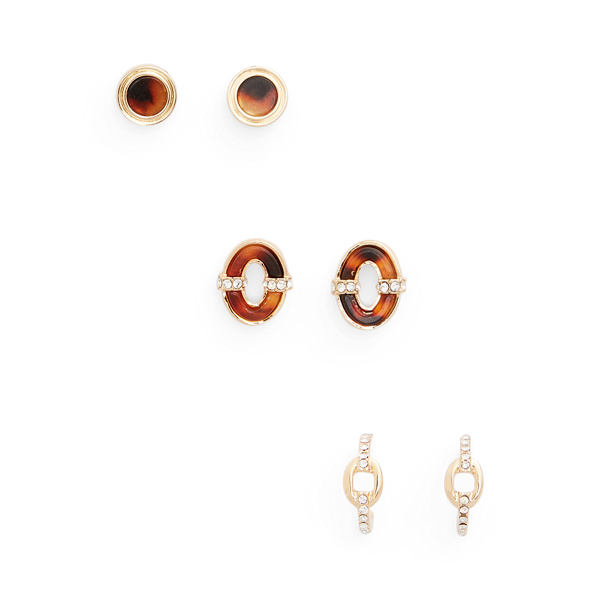 Set di orecchini dorati e tartarugati