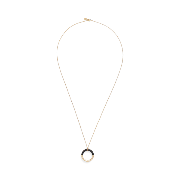 Gold-Tone &amp; Leather Pendant Necklace