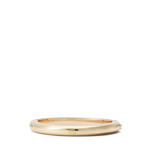 Gold-Tone &amp; Leather Hinge Bangle