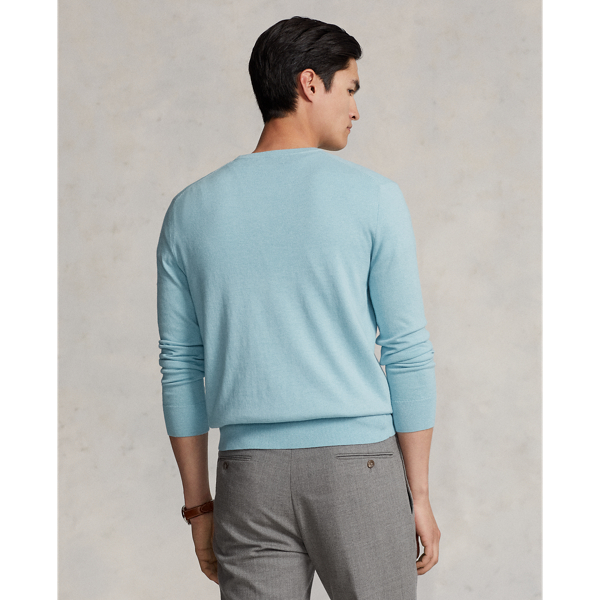 Light Blue Heather Cotton-Cashmere Crewneck Jumper Polo Ralph Lauren 4