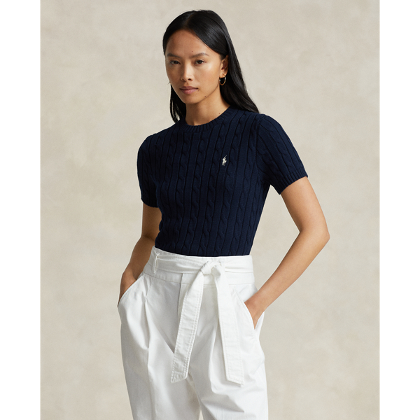 Cotton Cable Short Sleeve Jumper for Women Ralph Lauren UK