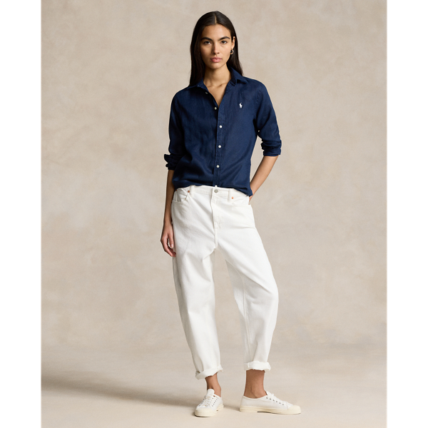 Navy Relaxed Fit Linen Shirt Polo Ralph Lauren 4