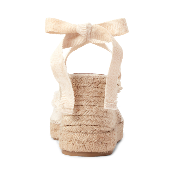 Espadrilles compens&eacute;es en toile frang&eacute;e Polo Ralph Lauren en &Eacute;cru 3