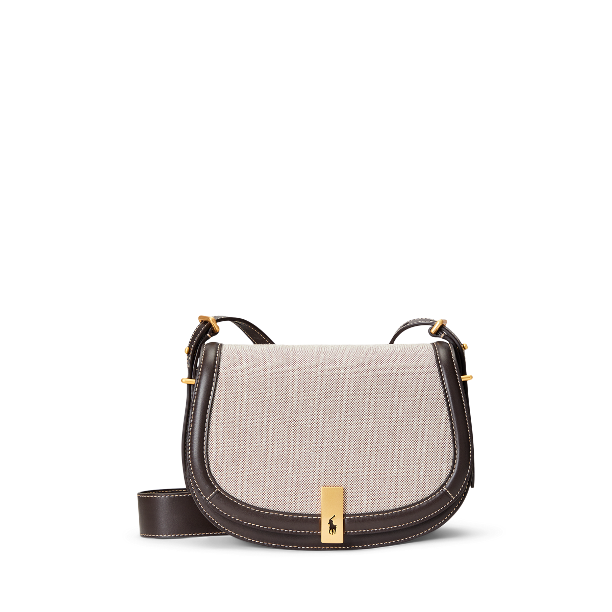 Polo ID Leather-Trim Canvas Saddle Bag | Ralph Lauren