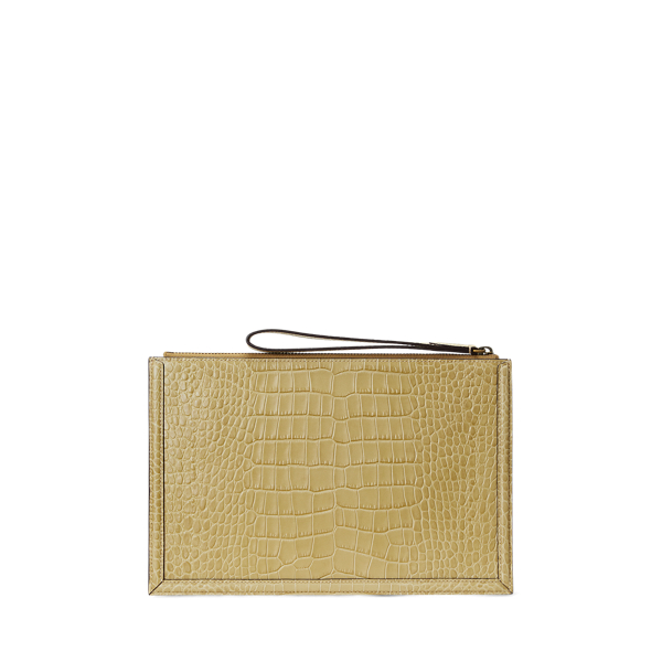 Sand Embossed Leather Envelope Clutch Polo Ralph Lauren 2